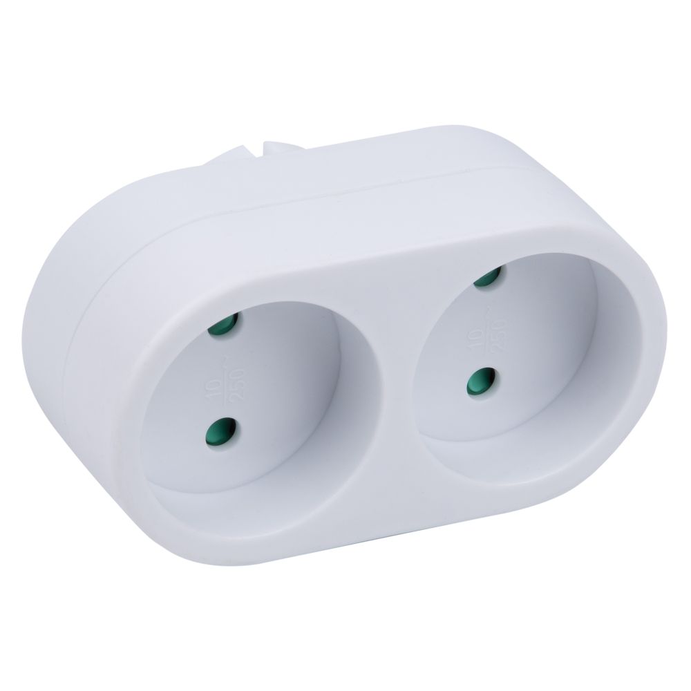 S-ES2-16O WHITE Разветвитель сетевой. б-з. 2 гнезда. 16А. 3500Вт. Белый. ТМ Uniel