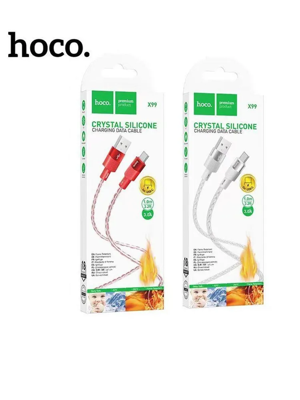 Кабель HOCO X99 Crystal junction silicone charging data cable Type-C