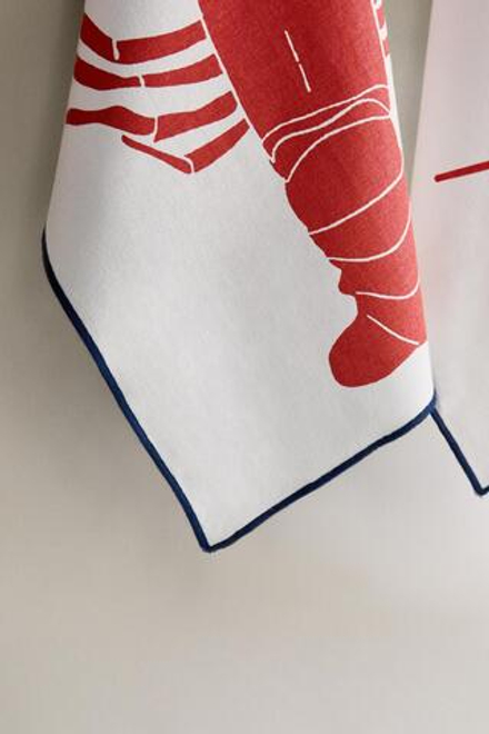 ZARA HOME ПОЛОТЕНЦЕ С РИСУНКОМ ОМАРА 2ШТ, СИНИЙ/БЕЛЫЙ