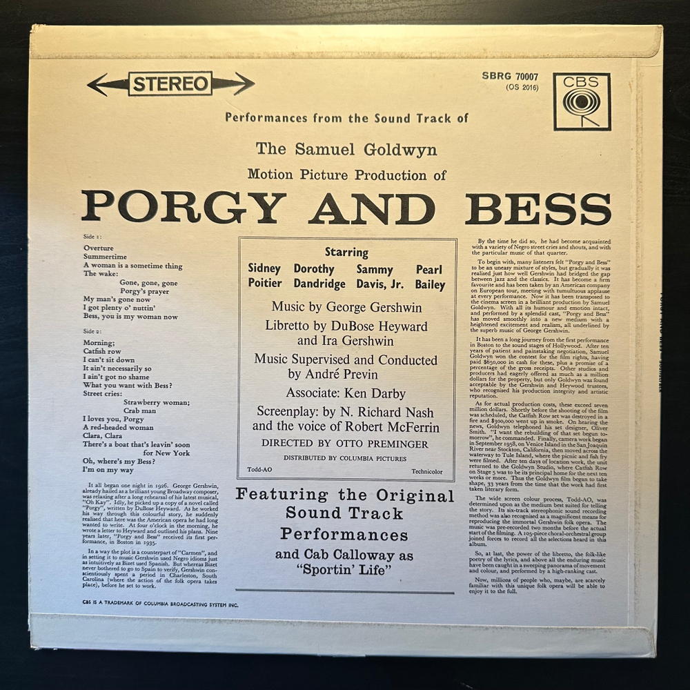 George Gershwin - The Samuel Goldwyn Motion Picture Production Of Porgy And Bess (Англия)
