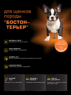 Корм сухой для щенков породы Бостон-терьер, с индейкой, 12 кг, QUATTRO
