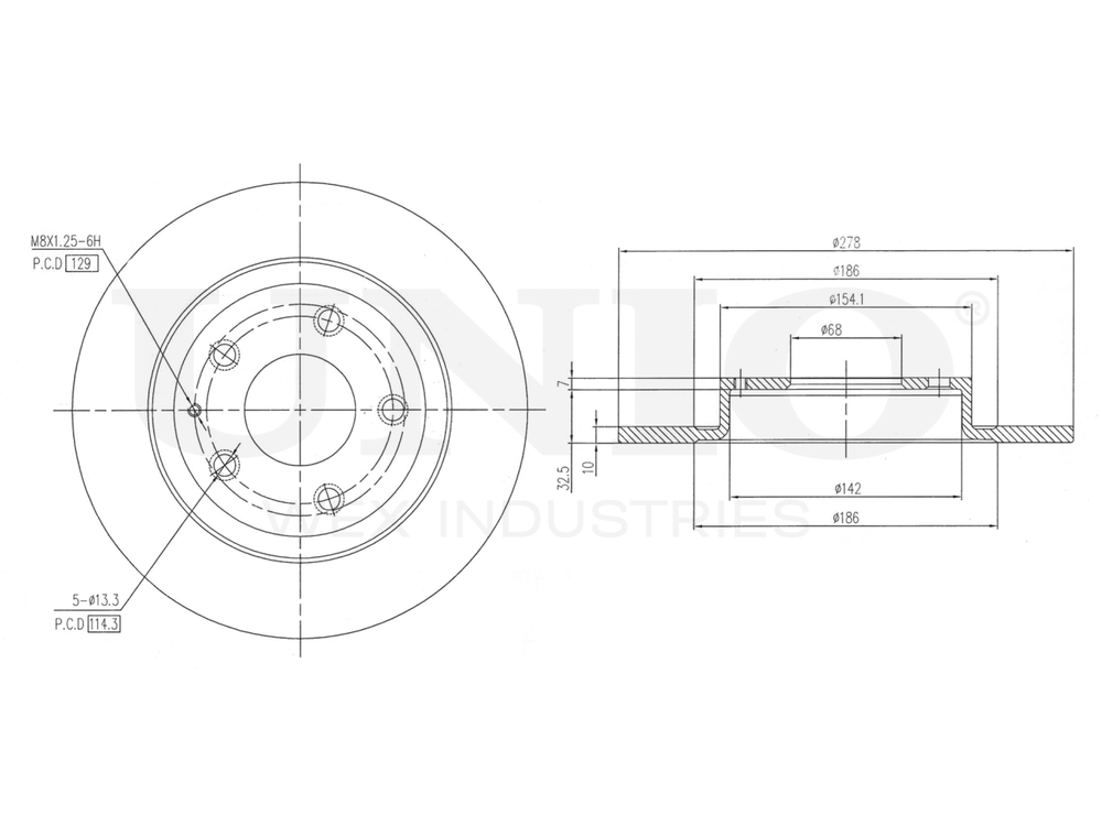 Диск тормозной задний UNIO BRD-20194