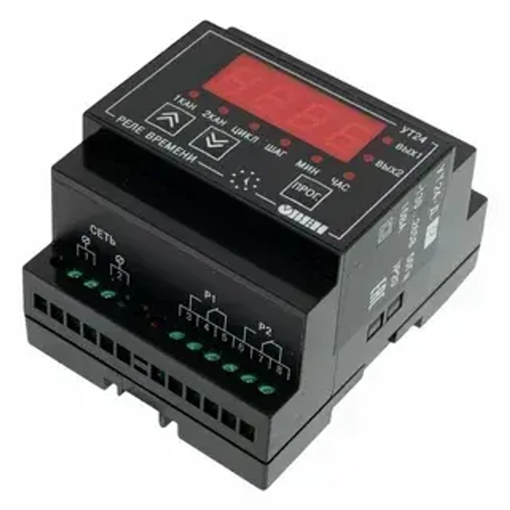 Микропроцессорное реле времени двухканальное УТ24-Щ2.Р 8 А 220 В 96×48×100 мм, IP54 арт:39140