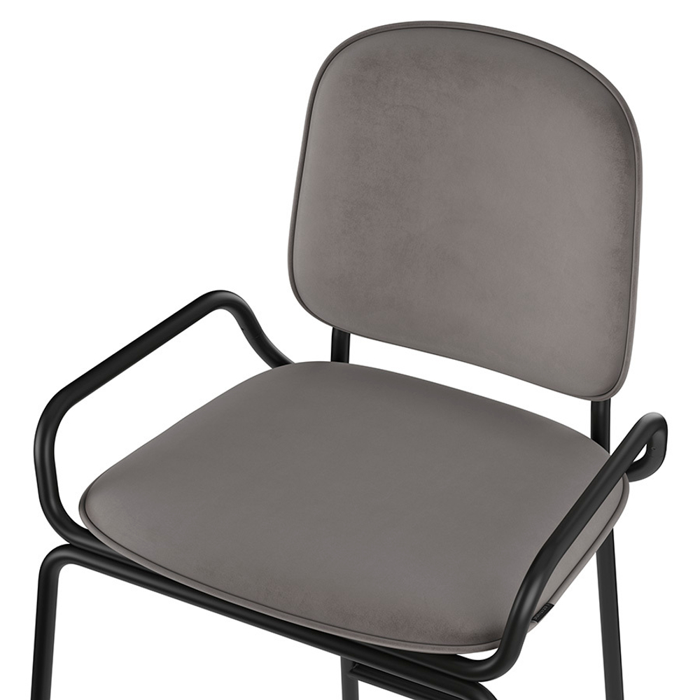 Стул барный Ror, 2 frame, велюр, черный/серый