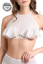 Эротический бралетт Karen с открытой грудью (Размер: 42-44) (Цвет: белый)