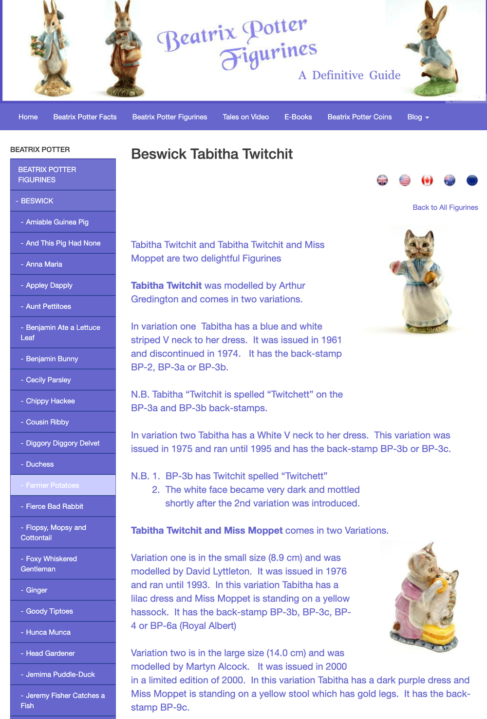 Статуэтка «Кошка миссис Табита Твитчит и непослушная мисс Моппет»