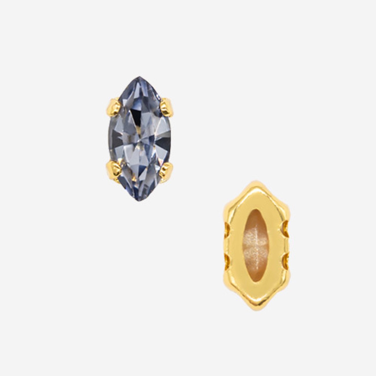 Кристалл Маркиз (Marquise Fancy Stone) в цапах, оттенок "Танзанит"/"Tanzanite", 6*3мм, позолота