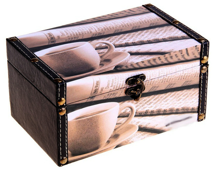 Шкатулка сундучок перламутр "Чашка кофе"