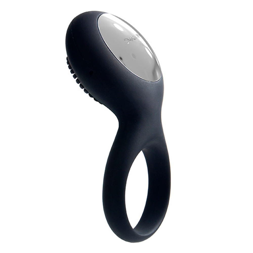 Чёрное эрекционное виброкольцо Svakom Tyler Vibrating Cock Ring with Textured Head Sring-01-BLK