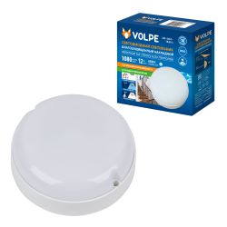 ULW-Q243 12W-6500К-NL SENSOR IP65 WHITE Светильник светодиодный влагозащищенный. с датчиком освещенности и движения. Дежурный-основной режимы. Круг. Дневной свет6500K. Диаметр 135мм. Белый. ТМ Volpe