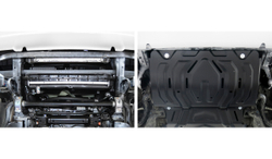 Защита радиатора АвтоБроня для Fiat Fullback (V - 2.4D) 2016-н.в./Mitsubishi L200 V (V - 2.4D) 2015-2019 2018-н.в./Mitsubishi Pajero Sport III (V - 2.4D; 3.0) 2016-2021 2021-н.в., штампованная, сталь 1.8 мм, с крепежом, 111.04046.2