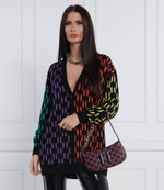 Кожаная сумка хобо k/saddle chain print baguette Karl Lagerfeld - черный(226W3033)