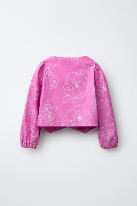 ZARA РУБАШКА С ЦВЕТОЧНЫМ ПРИНТОМ, РОЗОВЫЙ/БЕЛЫЙ