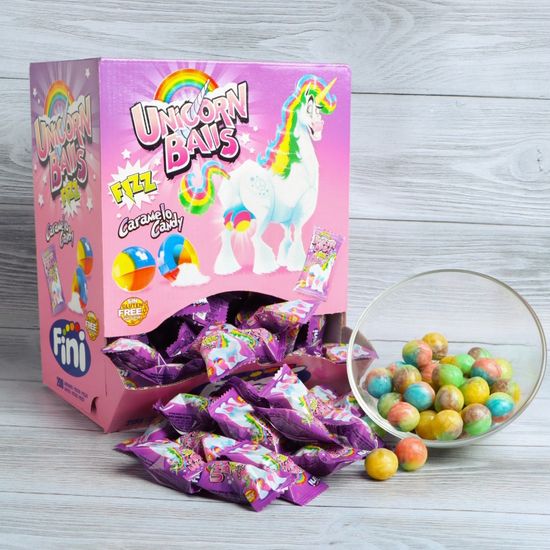 Конфеты карамельные кислые с начинкой Fini Unicorn Balls, 5 г (Испания)