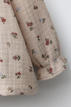 ZARA РУБАШКА ИЗ БАМБУКА С ЦВЕТОЧНЫМ ПРИНТОМ, РЫЖЕВАТО-КОРИЧНЕВЫЙ