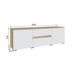 Тумба под телевизор Плейона, Дуб Делано, Белый