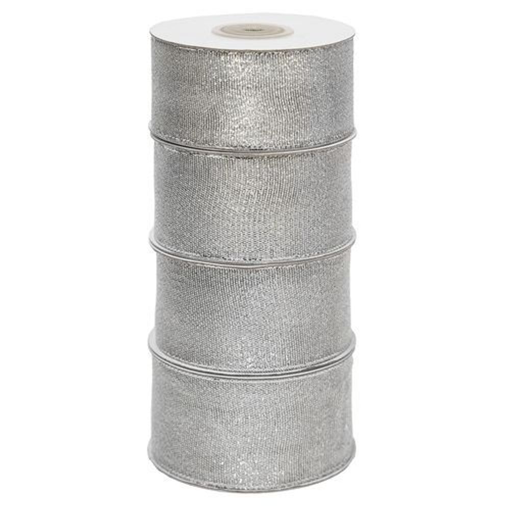 Лента-парча 4см*25ярд СЕРЕБРО