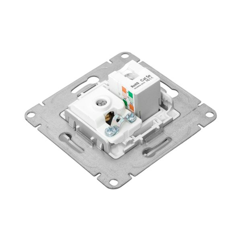 Механизм розетки TV+RJ45 (cat5), алюминий Эпика EKF