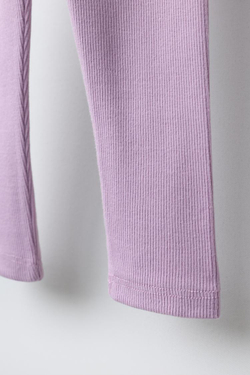 ZARA ЛЕГИНСЫ В РУБЧИК С НАШИВКОЙ, ПАСТЕЛЬНАЯ МАЛЬВА