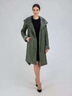 Дубленка зима натуральная удлиненная с капюшоном
