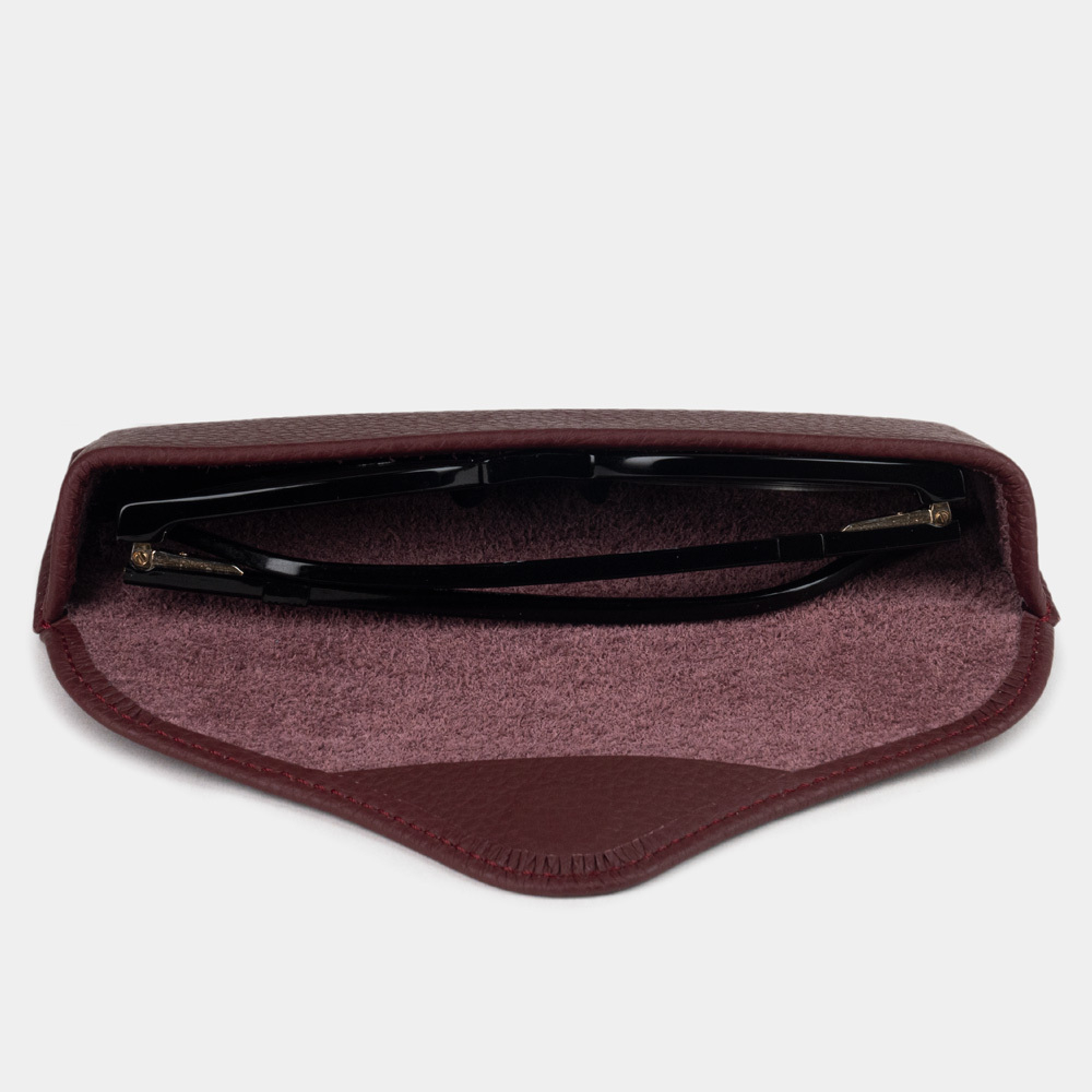 Футляр для очков Vision из кожи теленка, бордового цвета