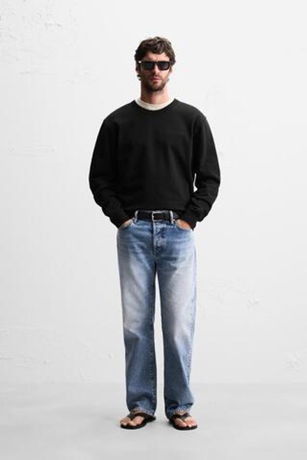 ZARA БАЗОВАЯ ТОЛСТОВКА С КРУГЛЫМ ВЫРЕЗОМ, ЧЕРНЫЙ