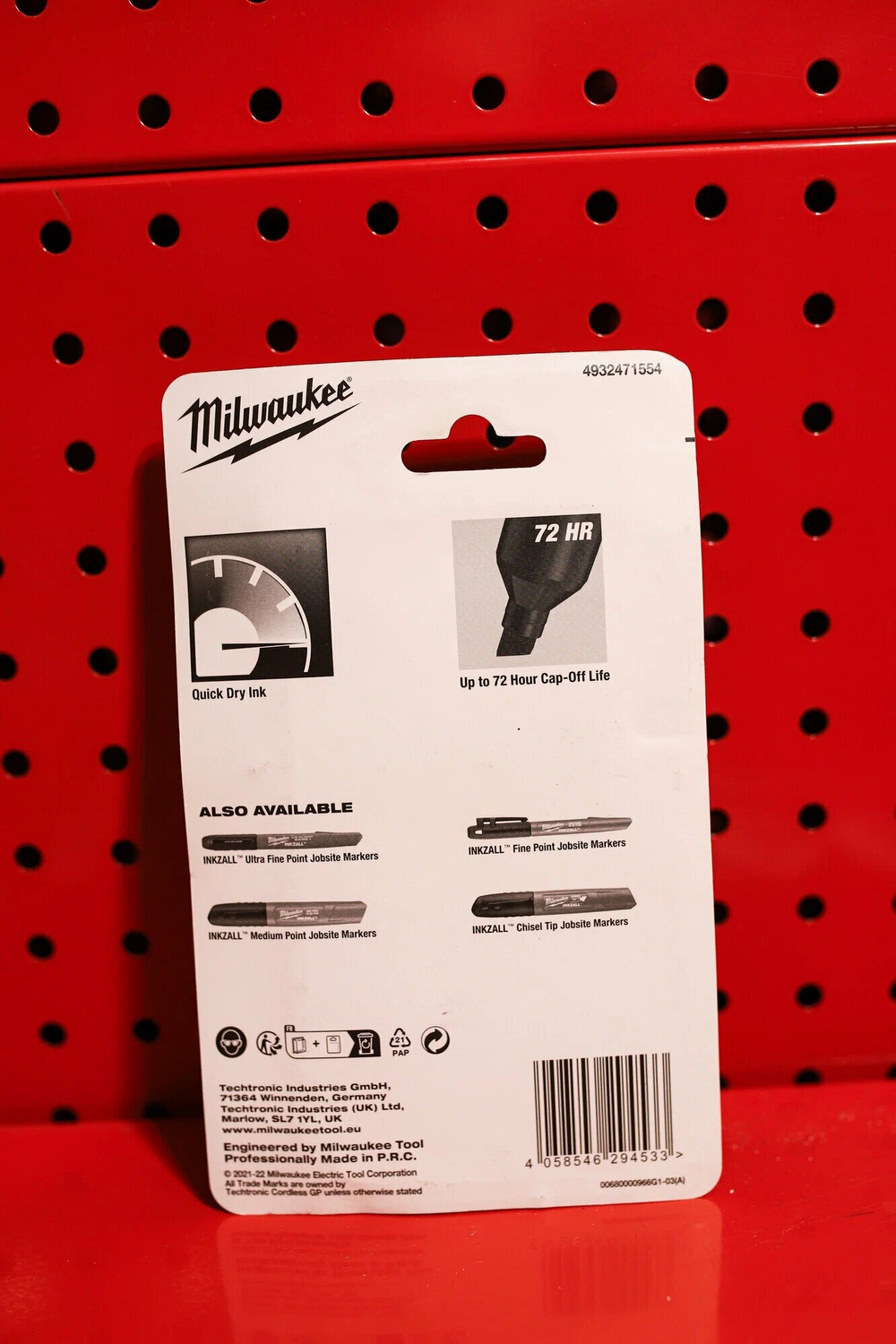 Маркер Строительный Milwaukee INKZALL, для бетона/древесины/кирпича, скошенный наконечник, быстросохнущий, чёрный, 3шт