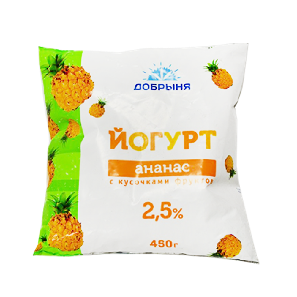 Йогурт ТМ Добрыня ананас 2,5% 450г