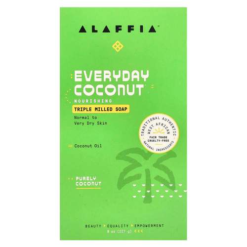 Alaffia, Everyday Coconut, мыло тройного помола, чистый кокос, 227 г (8 унций)