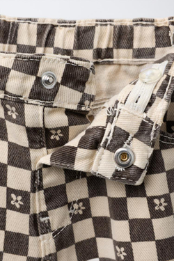 ZARA БРЮКИ-КЮЛОТЫ ИЗ ТВИЛА В ШОТЛАНДСКУЮ КЛЕТКУ, СЕРЫЙ