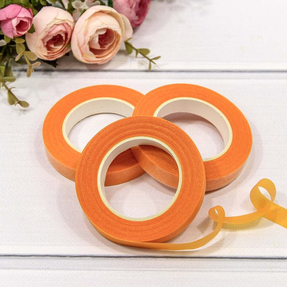 Лента Тейп 1,2см х 28м Для цветов Набор 3шт (Оранжевый)