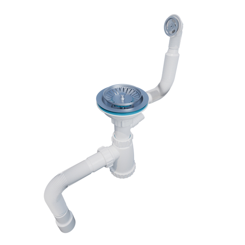 Сифон 3 1/2*40 с носиком, с круглым переливом, с гофрой 40*40*50 (1450мм) BKG30145W ИНКОПЛАСТ