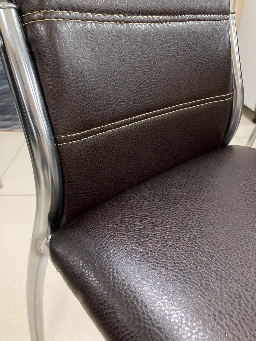 Стул Прага каркас хром квадрат Основание экокожа шоколад