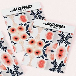 Ткань саржа лёгкие цветы с листьями