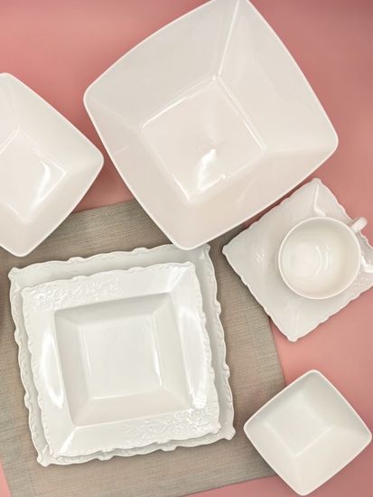 Тарелка суповая/салатник 16,5х6 см. квадратная, набор 4 шт. "Орнамент"