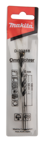 Сверло универсальное 6х58x100 Makita D-30318 Универсальное 6,0 x 58 х 100 мм HM CT