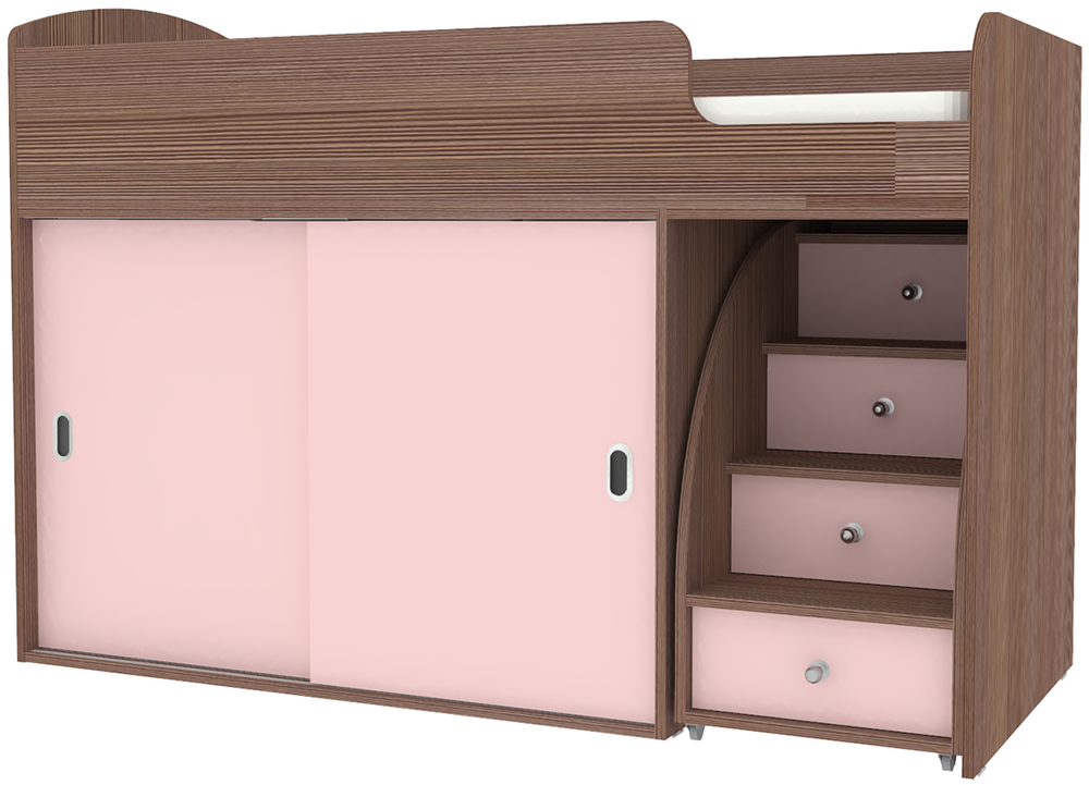 Кровать-чердак КарИВи Малыш Купе Бодего Темный Розовый