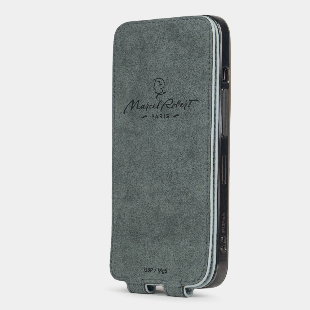 Чехол для iPhone 13 Pro из кожи теленка, голубого цвета