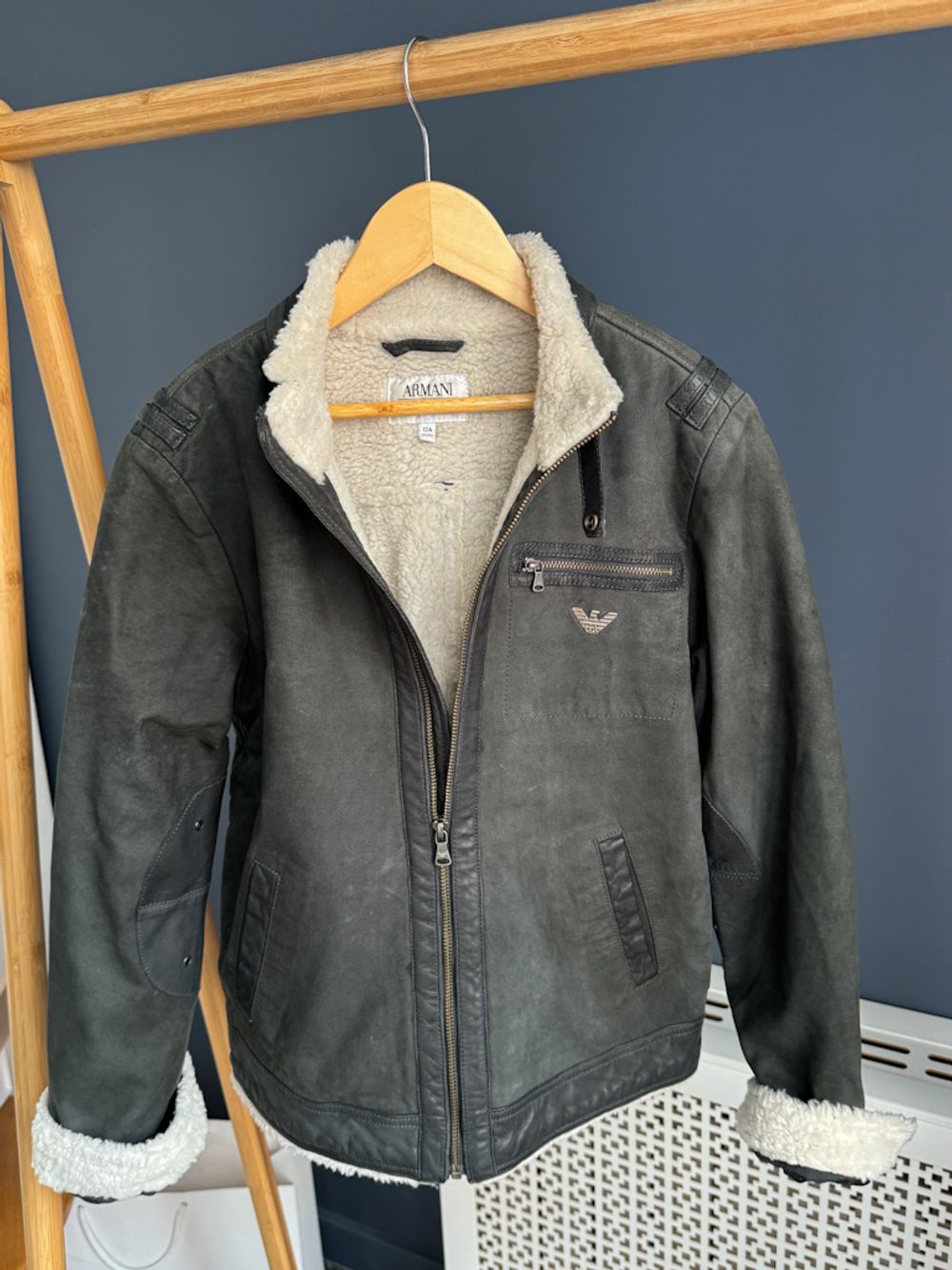 Утепленная кожаная куртка Armani Junior, 152