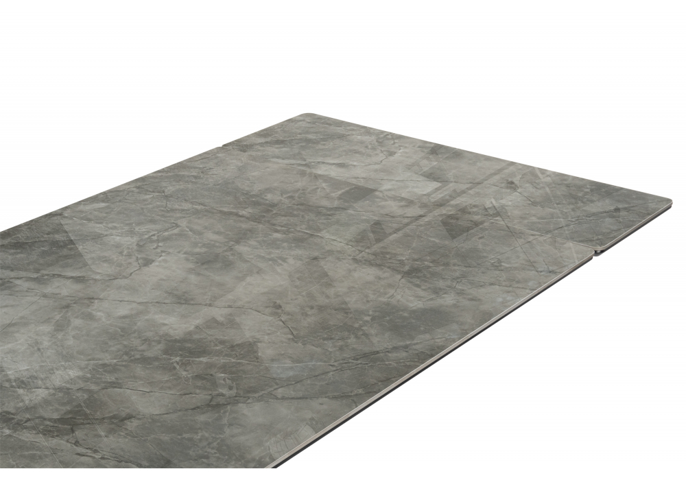 Керамический стол Woodville Блэкберн 160(220)х89 серый мрамор baolai, черный