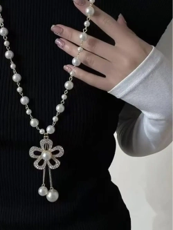 Длинное ожерелье с искусственным жемчугом бусы с подвеской