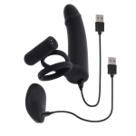 Черная вибронасадка для двойного проникновения Full Swing (Цвет: черный)