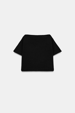 ZARA КРОП-ТОП С ЭФФЕКТОМ НАКИДКИ, УГОЛЬНЫЙ