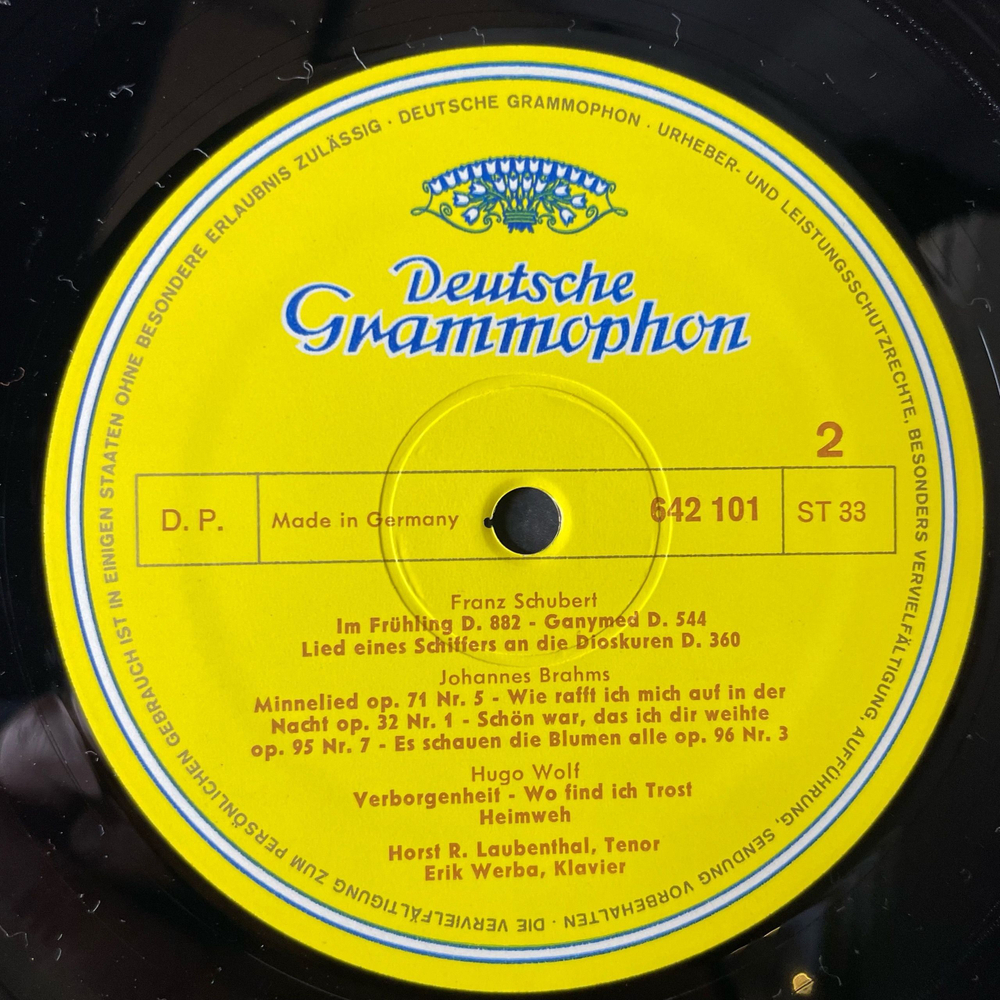 Винтажная виниловая пластинка LP Horst R. Laubenthal and Erik Werba - Beethoven Бетховен, Schubert Шуберт, Schumann Шуман, Brahms Брамс (СССР 1969) Deutsche Grammophon Debut