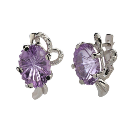 Серьги с аметистом из серебра 925 пробы JA-S-514166-2