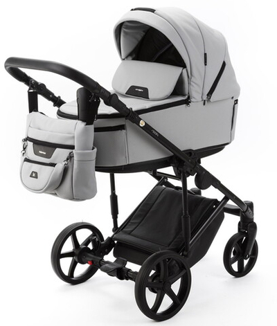 Детская коляска Adamex Zico Deluxe New 3 в 1 ZN-SA03 СВЕТЛО-СЕРАЯ КОЖА