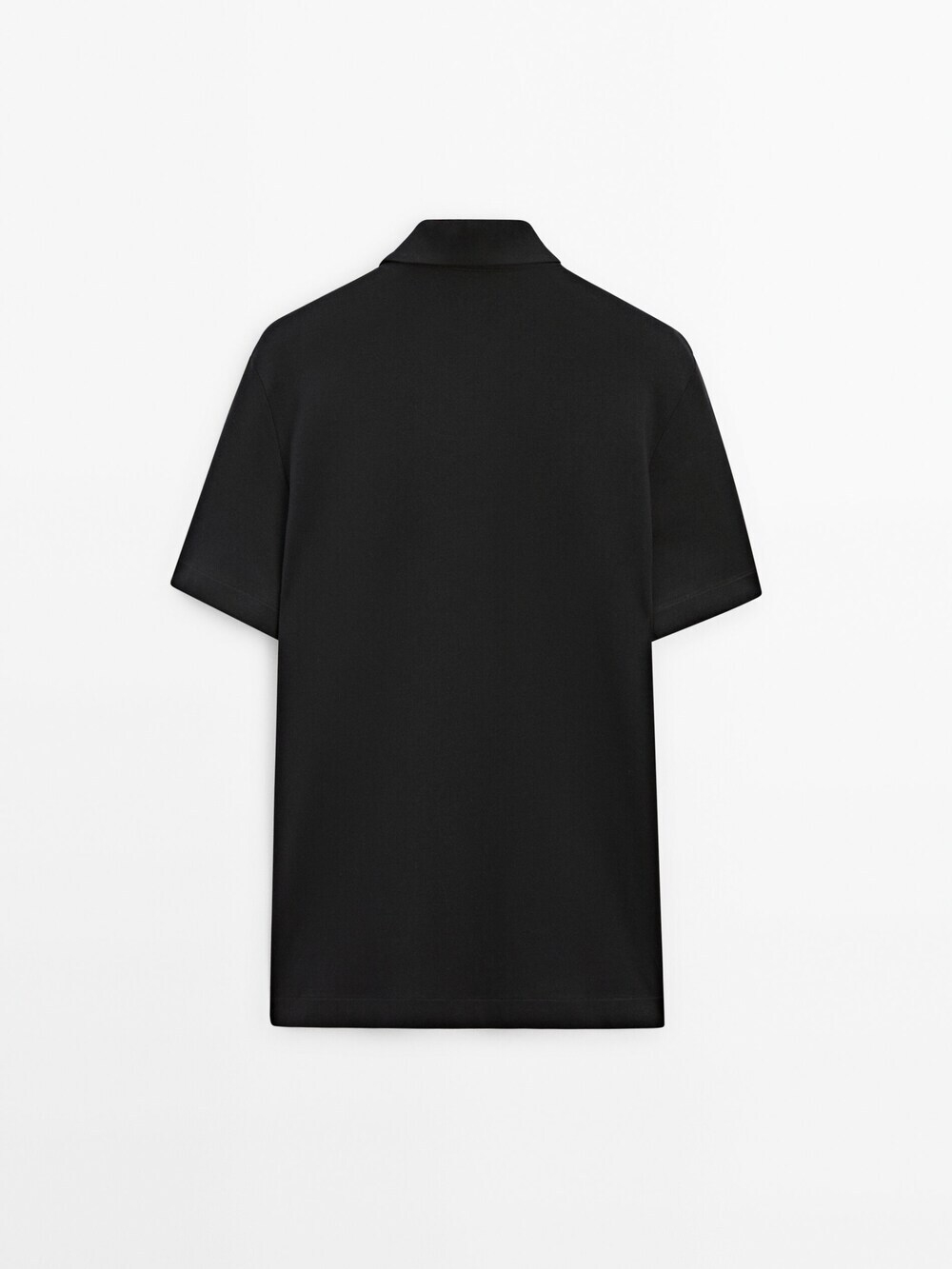 Massimo Dutti Хлопковая рубашка-поло с короткими рукавами и карманами, черный