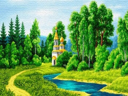 Гобеленовая картина "D. БЛАГОДАТНОЕ МЕСТО" в багетной раме, Россия.