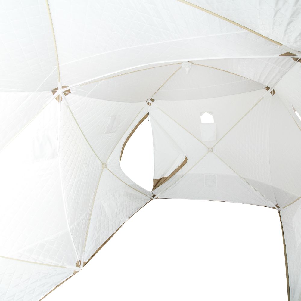 Палатка зимняя куб СЛЕДОПЫТ &quot;Premium&quot; 4,2х2,1м,2-х комнатная,S по полу 8,8кв.м, 3 слоя, цв. олив/бел