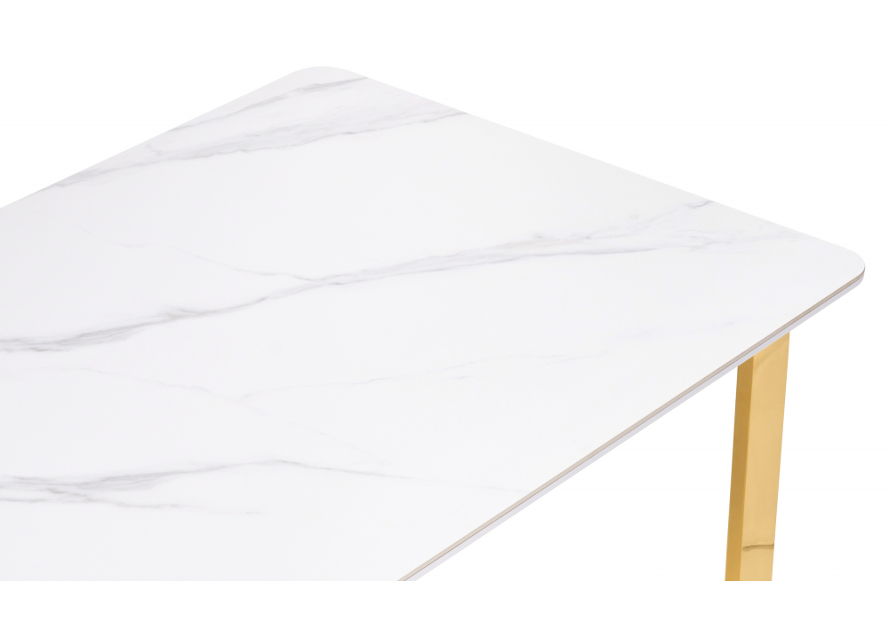 Керамический стол Woodville Селена 4 180х90х77 белый мрамор, золото